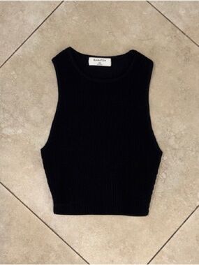Babaton Black Ribbed Cropped Sleeveless Tank Size